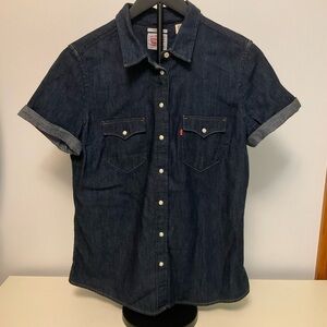 Levi's Women's Dark Blue Denim Button-Down Shirt